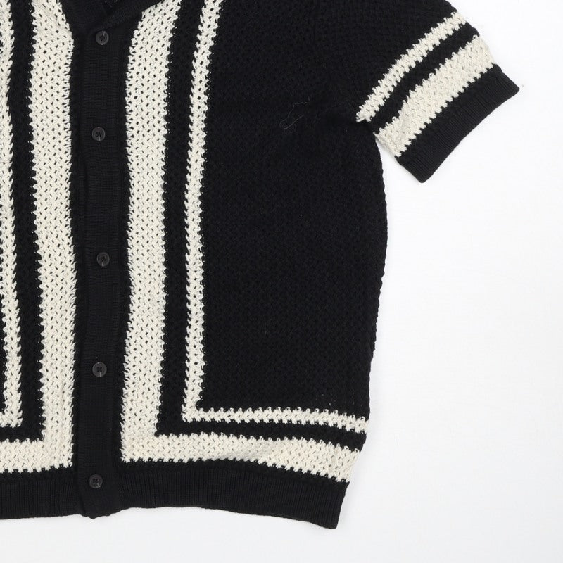 Marks and Spencer Boys Black Ivory Striped Knit Cardigan 12-13 Years