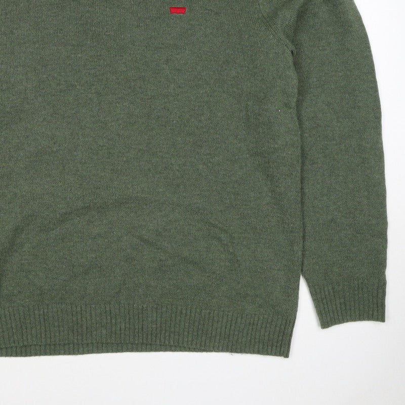 Levi's Men's Green XL Crew Neck Logo Knit Pullover Jumper