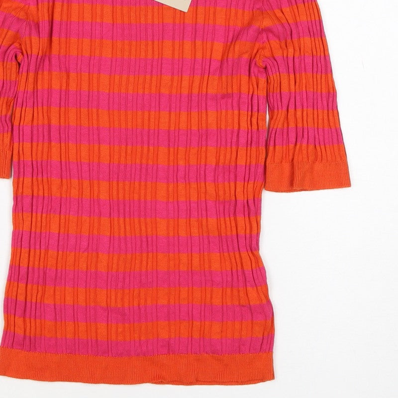 TU Women Multicoloured UK 12 Basic Ribbed Stripe Knit Top