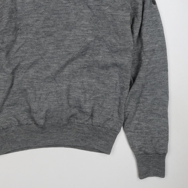 Palm Grove Men Grey M Wool Blend Crew Neck Logo Knit Pullover Jumper