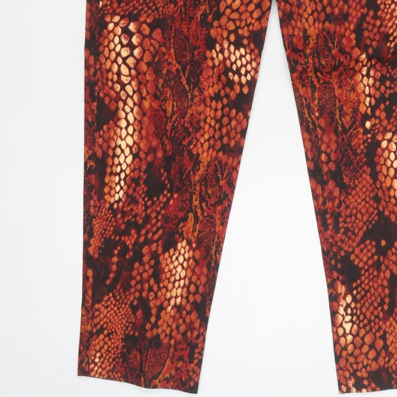 Epic Casual Women’s Orange Snake Print Straight Trousers UK 6