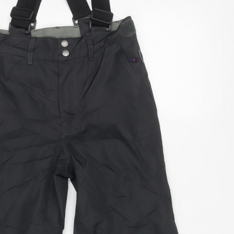 Tog24 Boys Black Ski Snow Pants Braces 7 Years Insulated
