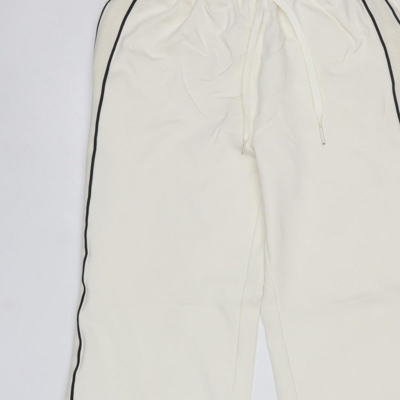 M&S Womens Ivory Size 14 Short Drawstring Side Stripe Jogger Trousers