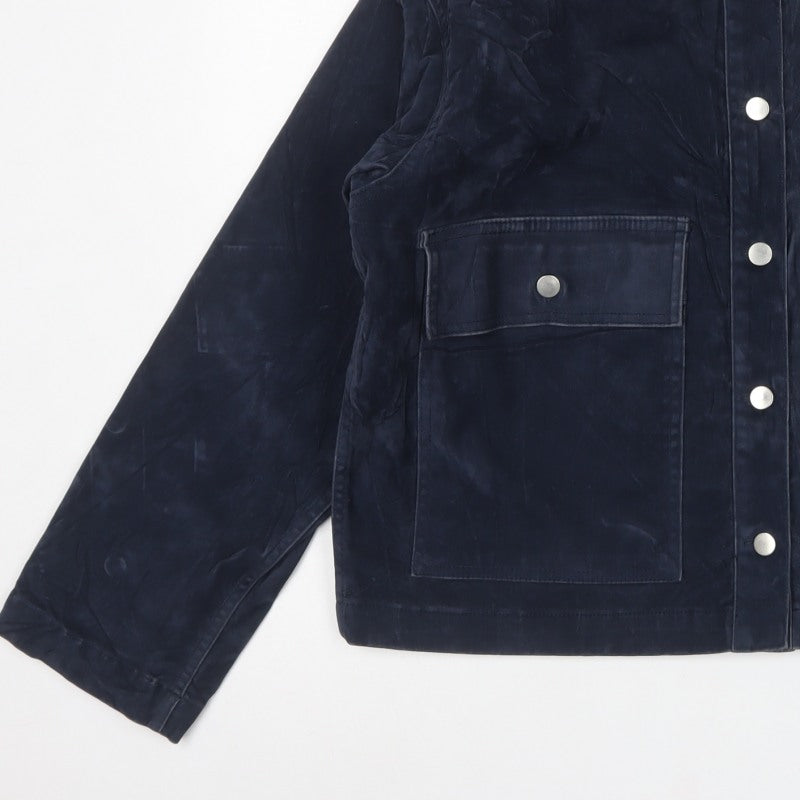 Topshop Women’s Blue Corduroy Contrast Collar Jacket Size S