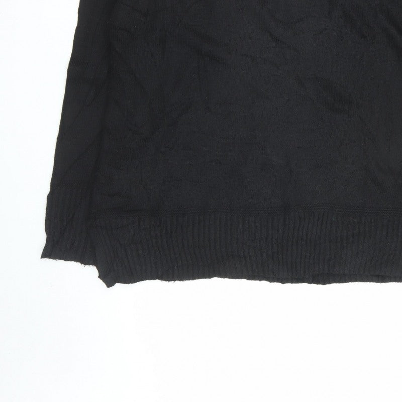 Nobody's Child Men Black L Mock Neck Knit Pullover Cotton Blend Jumper
