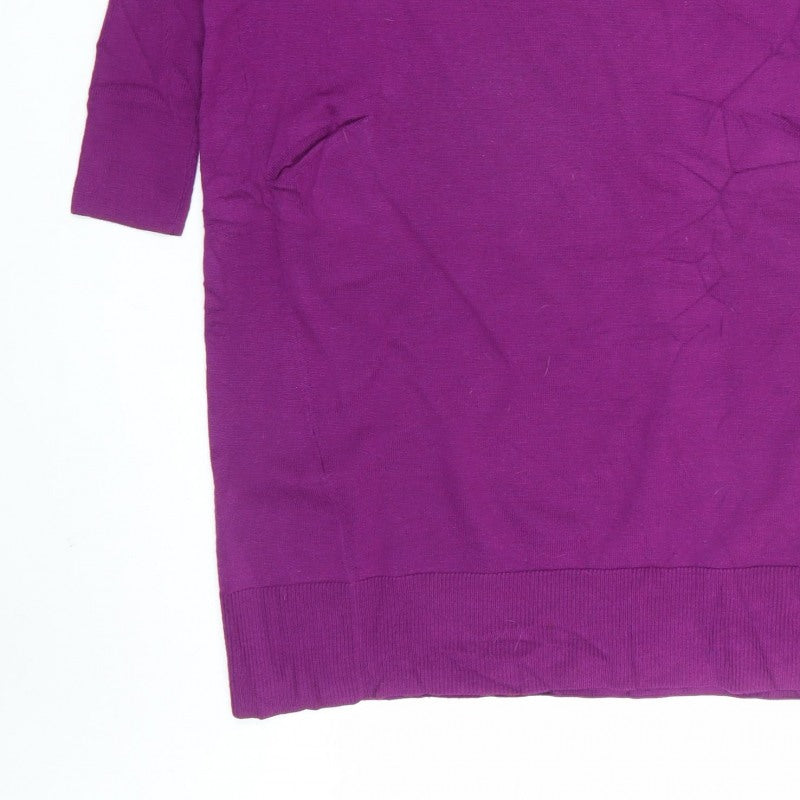 Hobbs Women Purple UK 10 Merino Wool Knit Jumper Dress