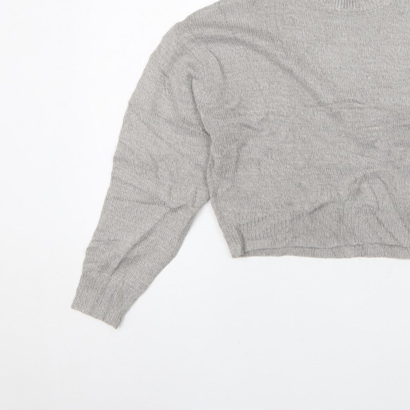 H&M Divided Women Grey S Mock Neck Acrylic Knit Pullover Jumper