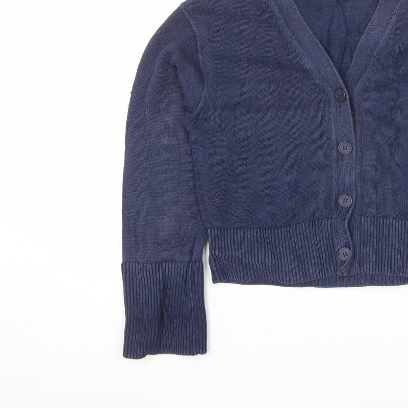 & Other Stories Women Blue XS Cotton V-Neck Button Cardigan
