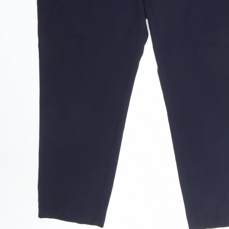 M&S Womens Navy Blue UK 20 Regular Tapered Tailored Work Trousers