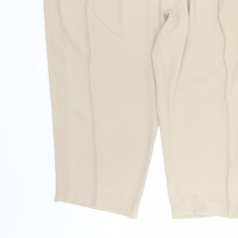 Marks & Spencer Women Beige UK 22 Tapered Elastic Waist Trousers