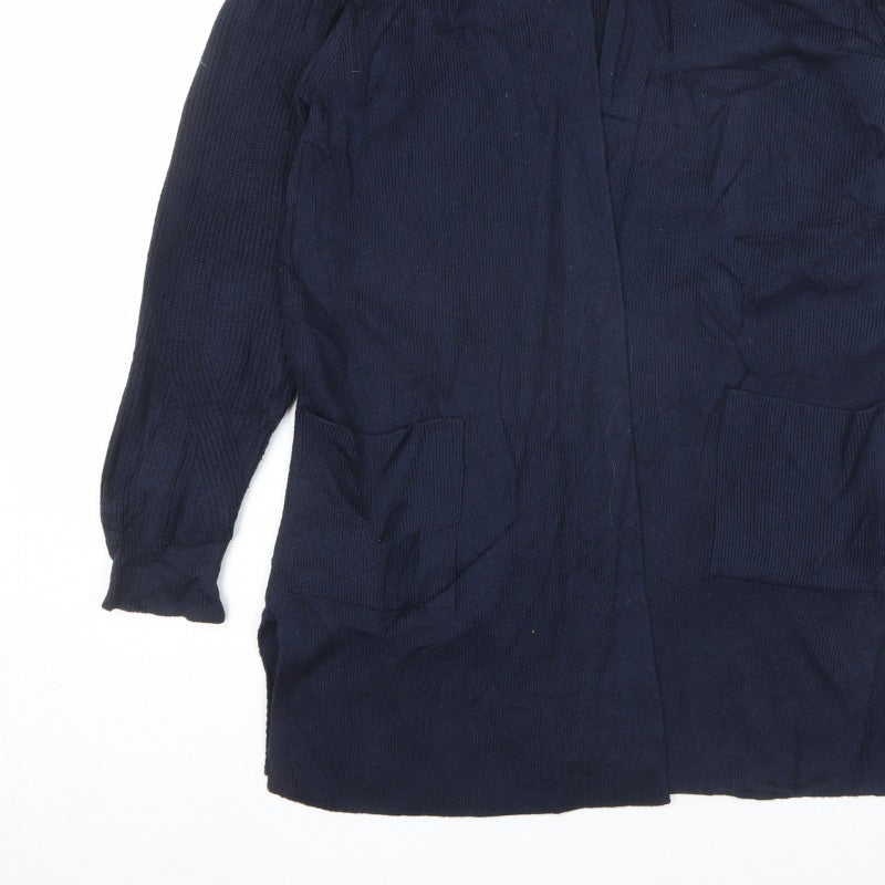 Marks and Spencer Women Blue UK 14 Open Front Knit Cardigan Pockets