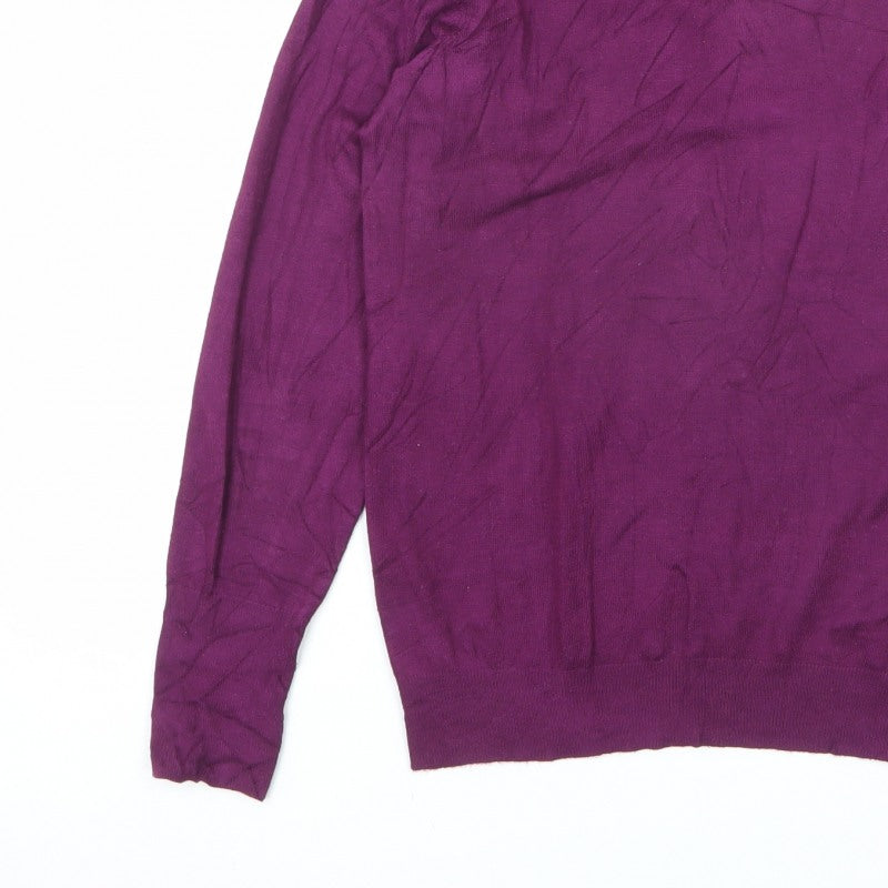 Oasis Women Purple UK 8 S Glitter Collar Long Sleeve Knit Jumper