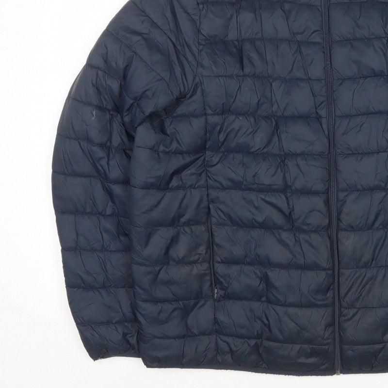 Work Out Men's Blue 2XL Quilted Puffer Jacket Full Zip