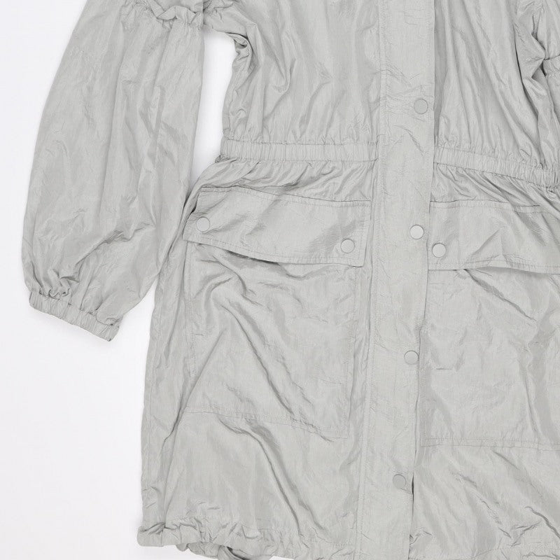 7 For All Mankind Women's Grey Hooded Windbreaker Jacket Size S