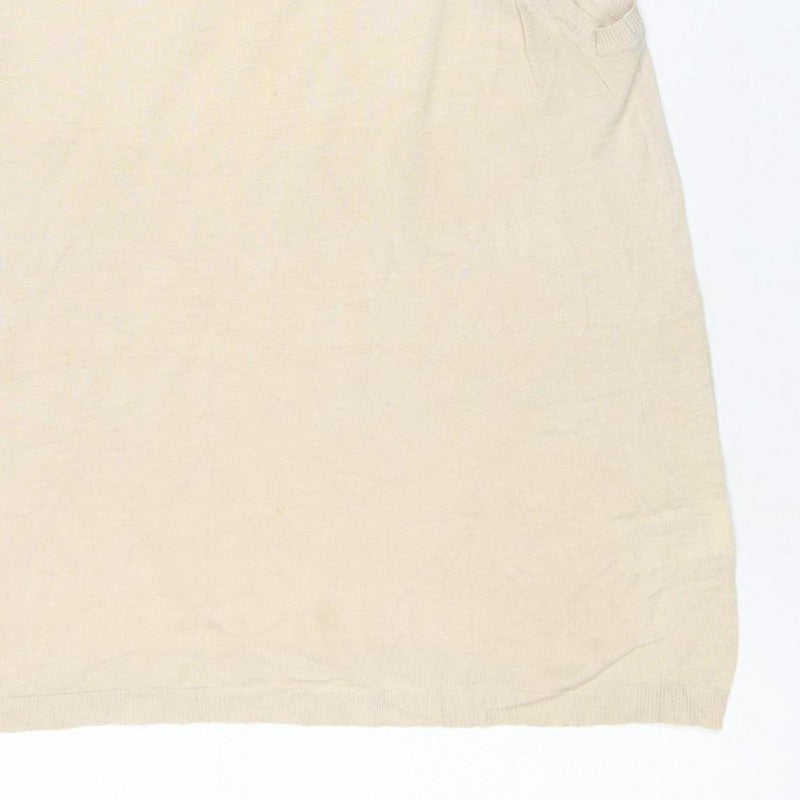 H&M Women Ivory UK 18 Silk Cotton Fine Knit Basic T-Shirt