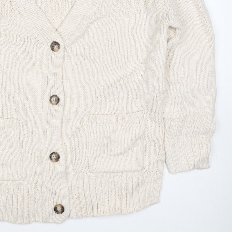 Marks & Spencer Women Ivory M Cable Knit Button Cardigan