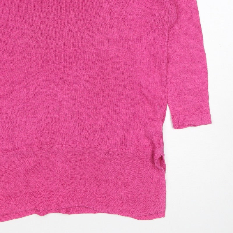 White Stuff Women’s Pink Linen Blend Knit Tunic Jumper UK 10