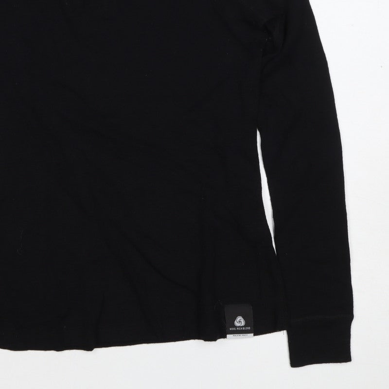Mountain Warehouse Women Black UK 8 Wool 1/4 Zip Thermal Ski Top