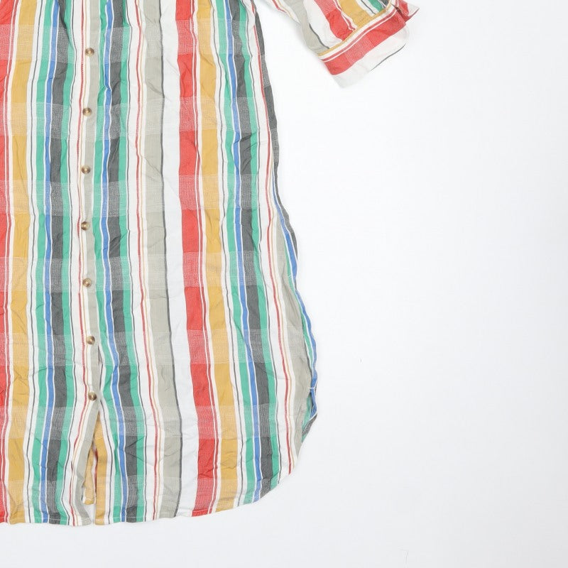 Next Women Multicoloured Stripe Off Shoulder Midi Shirt Dress UK 10