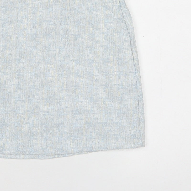 Ehp Women’s Blue Tweed Pencil Mini Skirt Size S Zip