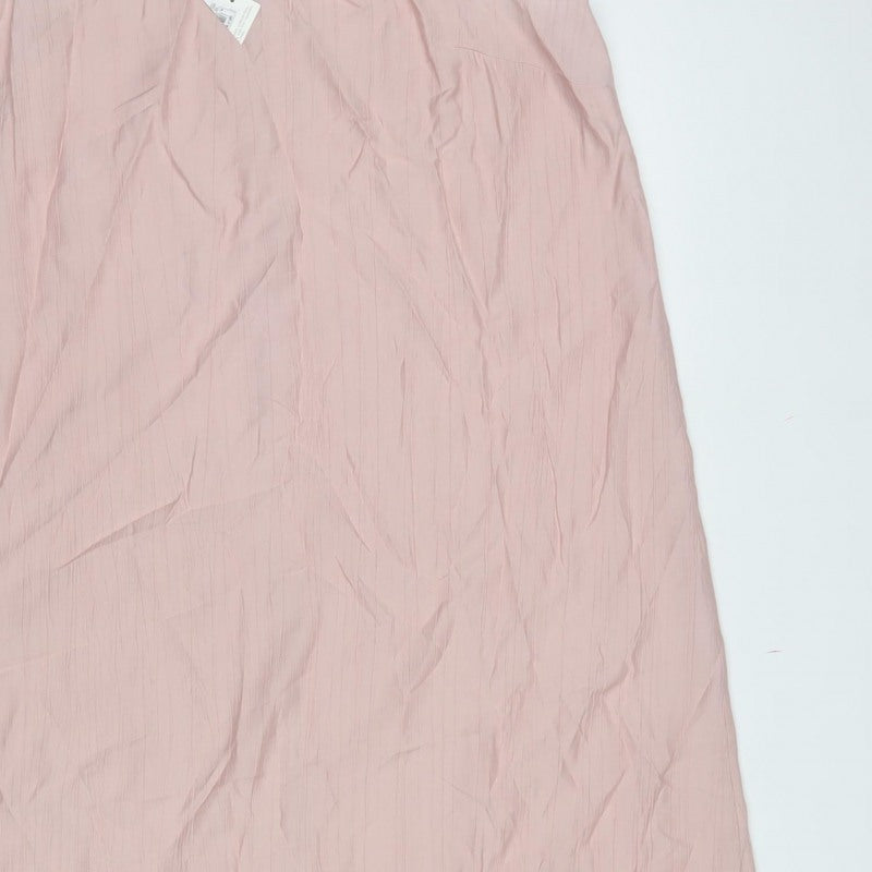 Marks and Spencer Women Pink UK 16 Long Adjustable Strap Slip Dress