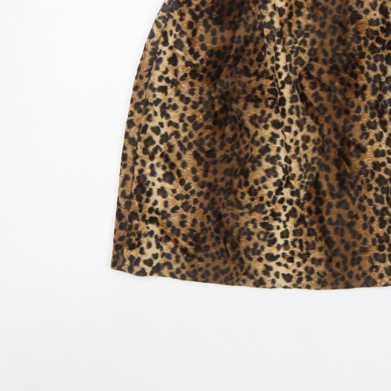 Hugo Buscati Women's Brown UK 18 Leopard Print Mini Pencil Skirt