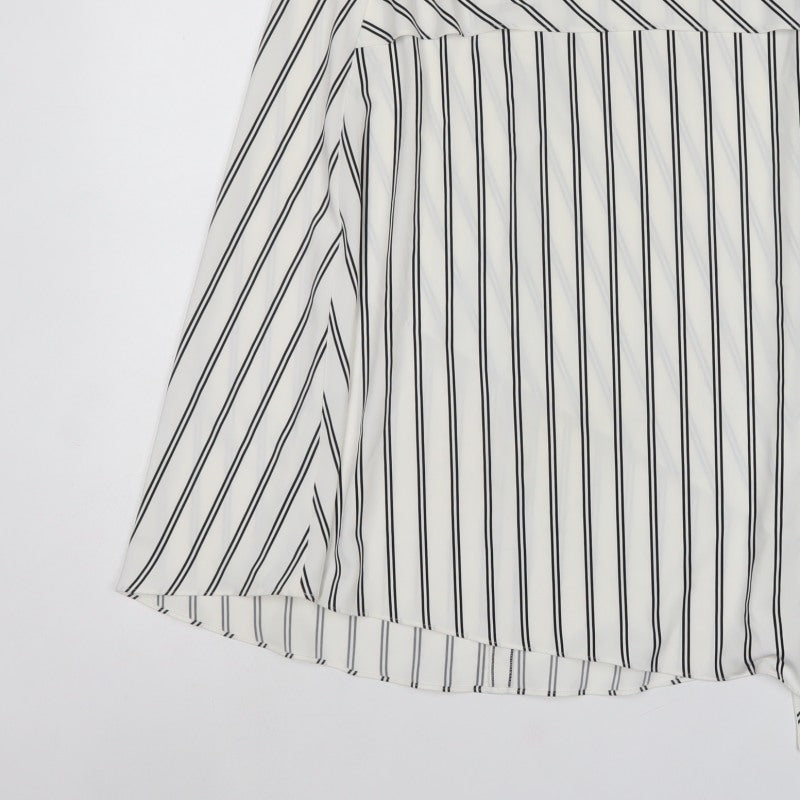Marks & Spencer Women White Stripe UK 14 Wrap A-Line Midi Skirt