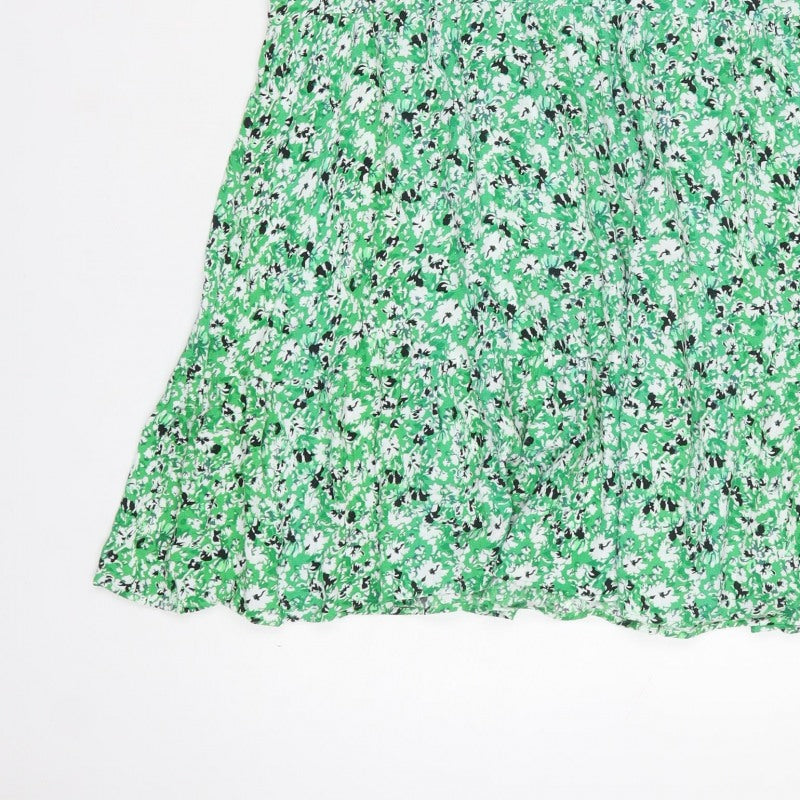 Next Women Green Floral Fit & Flare Knee Length Dress UK 16