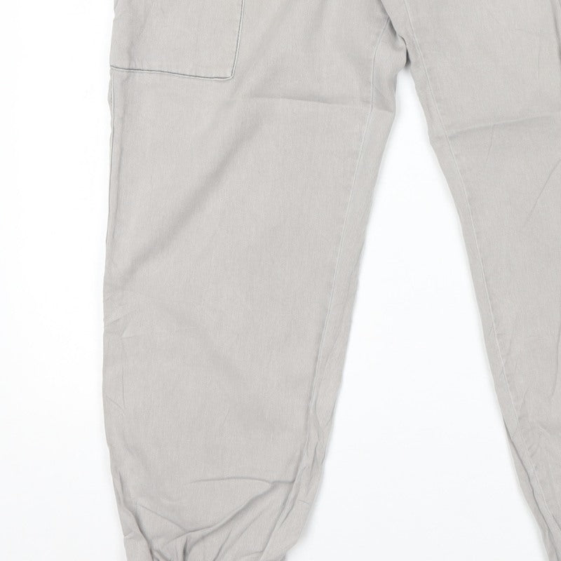New Look Women Grey UK 12 Regular Cotton Cargo Cuffed Trousers