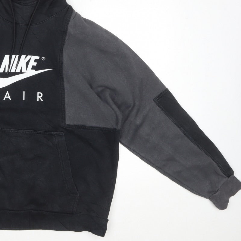 Nike Air Men’s Black Grey Graphic Pullover Hoodie M Hooded Sports