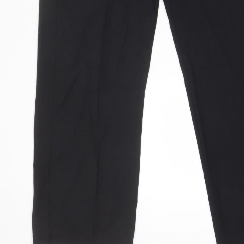 M&S Womens Black UK 12 Regular Tailored Straight Leg Trousers