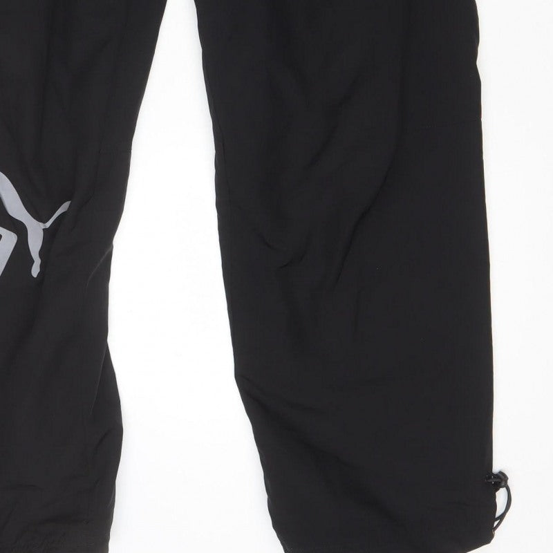 PUMA Men’s Black L Track Pants Drawstring Reflective Logo
