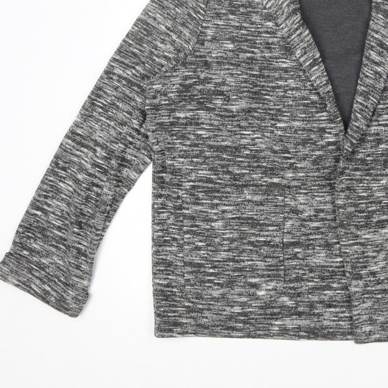 New Look Women’s Grey Marl Knit Coatigan Open Front Size 18