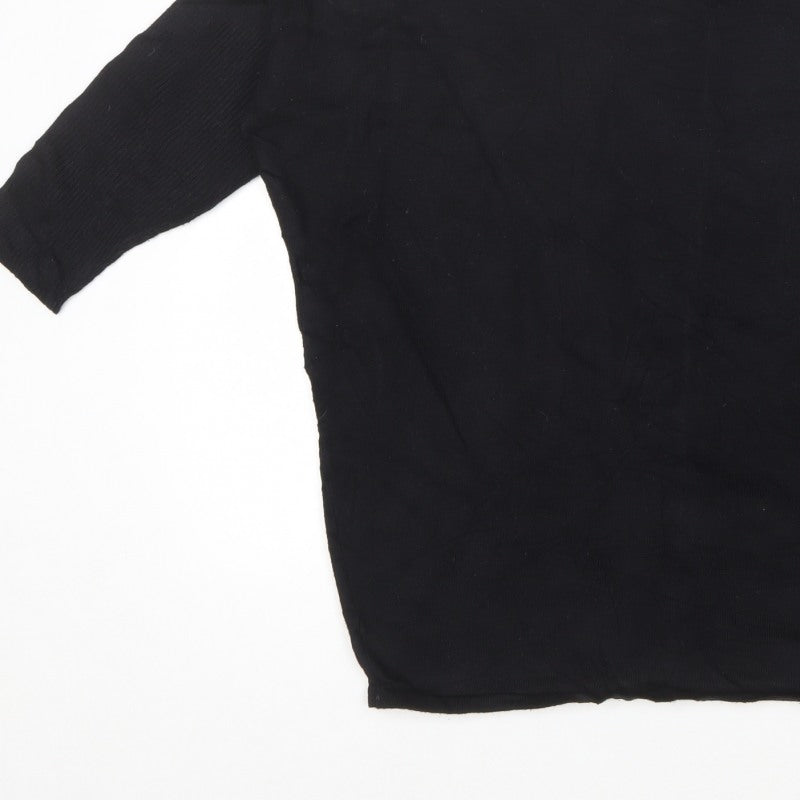 Saint Tropez Women’s Black L Viscose Knit 3/4 Sleeve Pullover Jumper