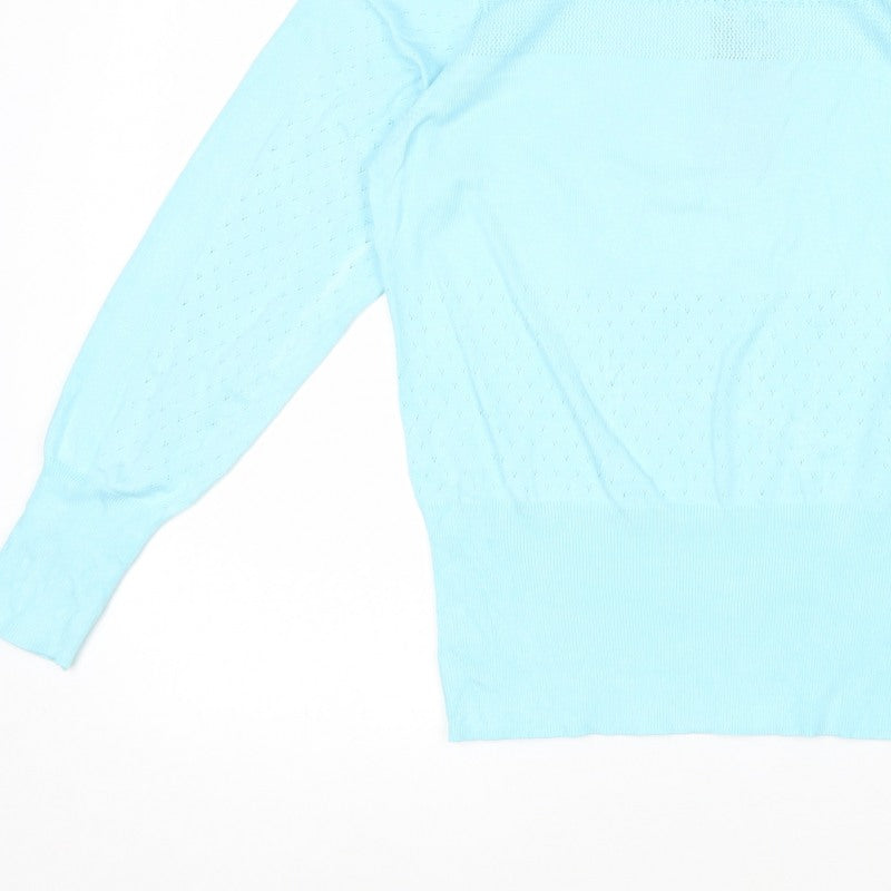 Marks and Spencer Women Blue UK 10 Fine Knit Crew Neck Pullover Jumper