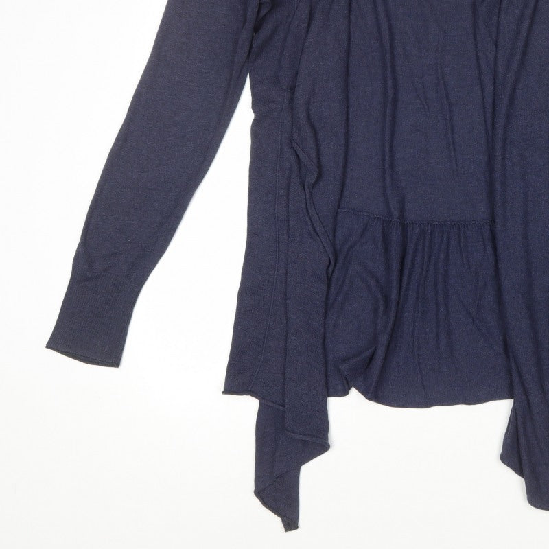 Fat Face Women Blue Size 16 Open Waterfall Cardigan Cotton Modal