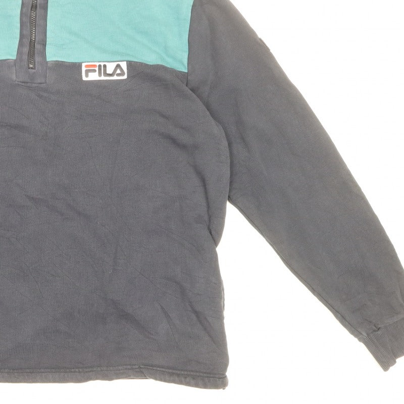 FILA Men’s Multicoloured XL 1/4 Zip High Neck Pullover Sweatshirt Vintage