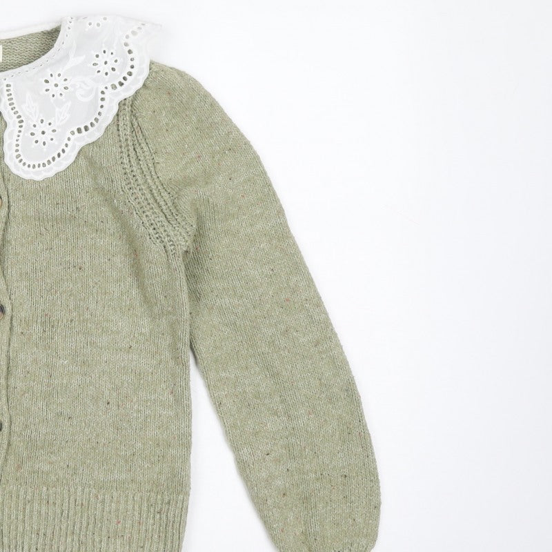 Marks & Spencer Per Una Women Green UK 8 Collared Button Cardigan Knit