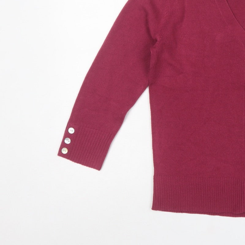 Damart Women’s Red V-Neck Button Cardigan UK 10/12 Long Sleeve Knit