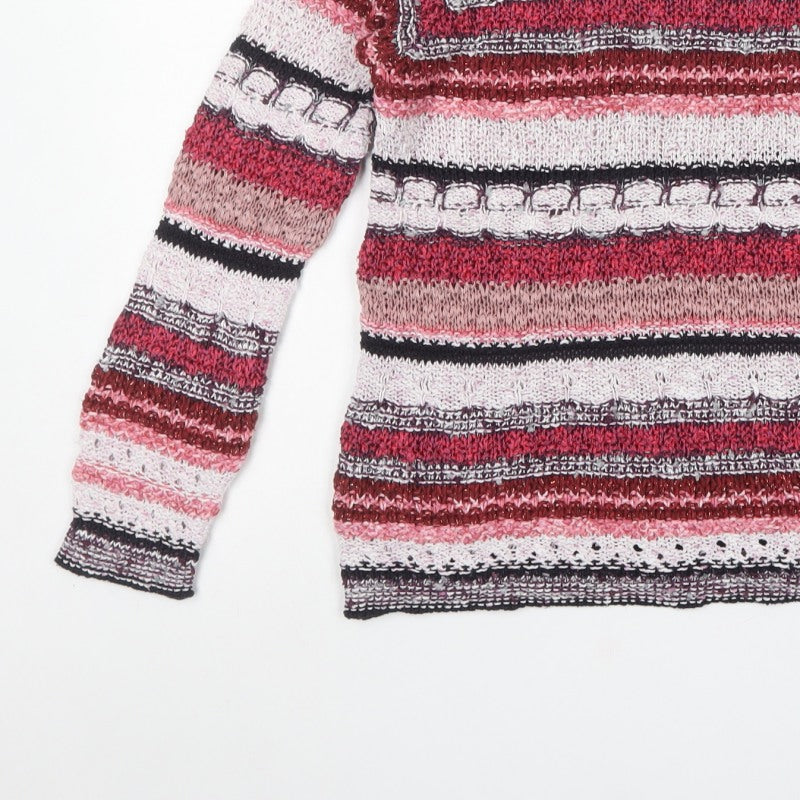 Per Una Women’s Multicoloured Striped Knit Jumper UK 14 Crew Neck