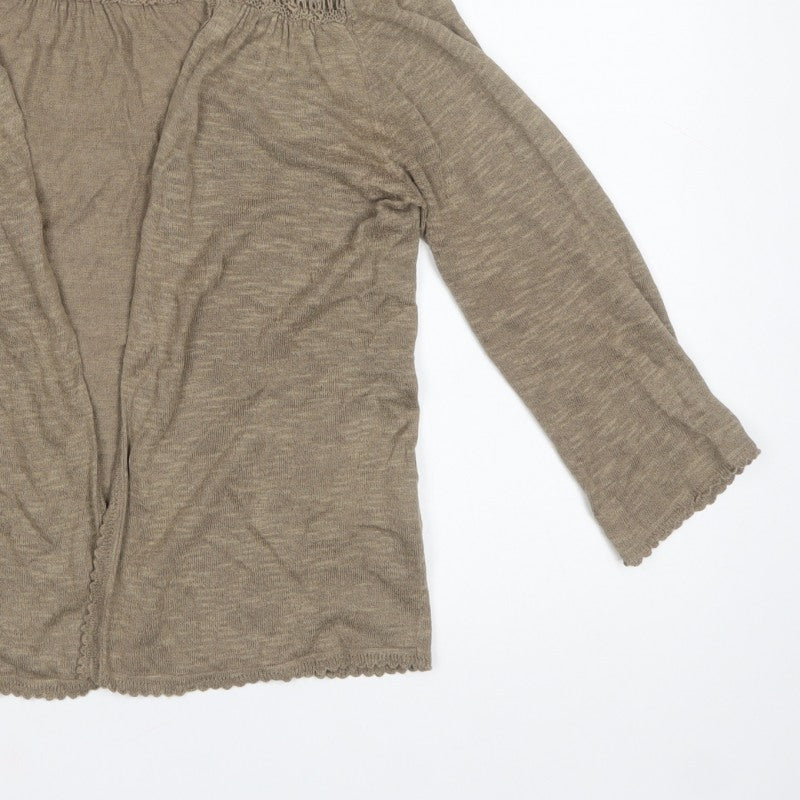 Sweater Collection Women Beige L Open Knit Crochet Cardigan