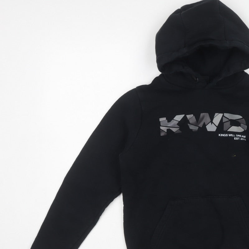 Kings Will Dream Boys Black S Pullover Graphic Logo Hoodie 80% Cotton