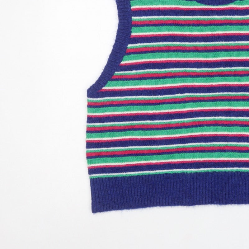 Next Petite Women’s Multicoloured Striped Knit Vest Jumper UK 20 XL