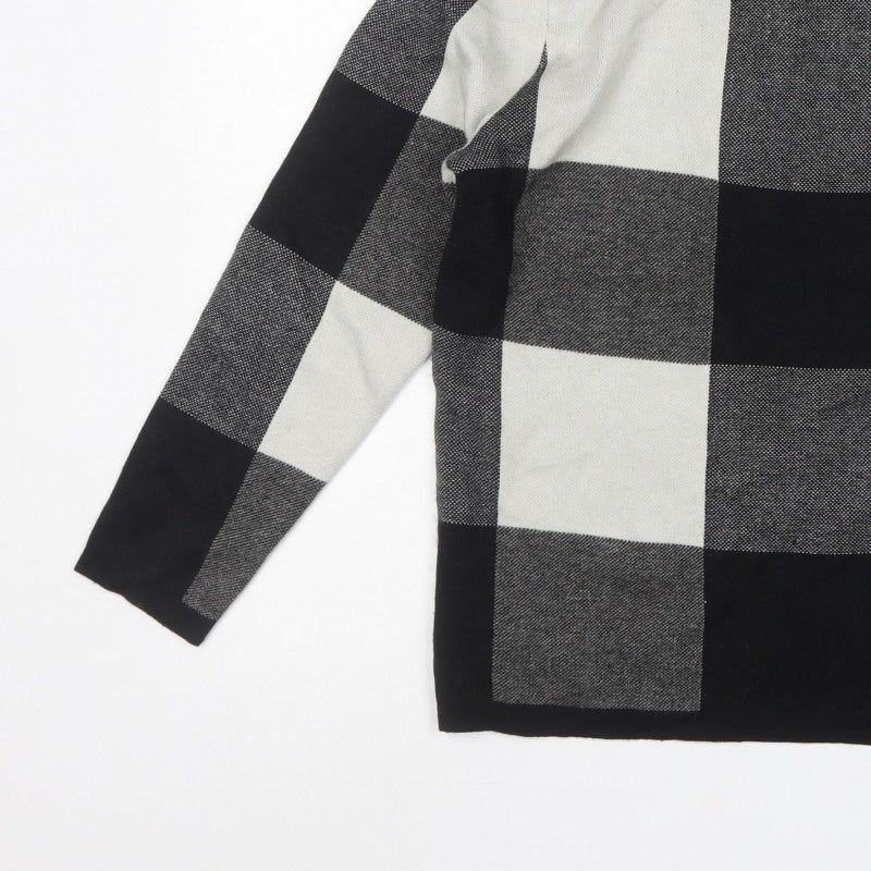 Bonmarché Women Black Check Knit Pullover Jumper UK 14 Long Sleeve