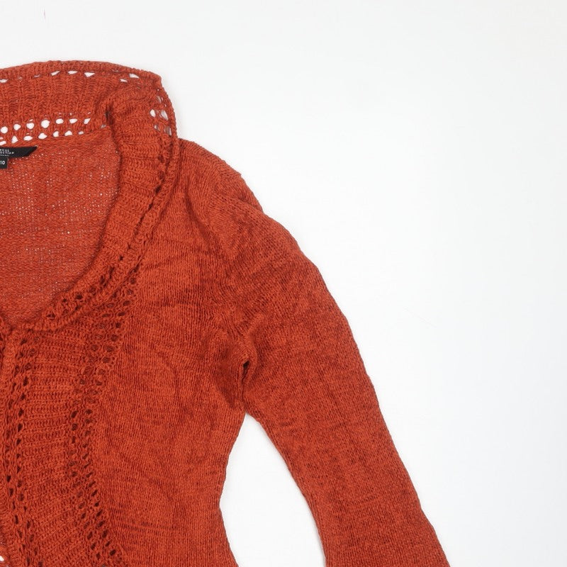 Debenhams Women Orange Size 10 Open Knit Crochet Cardigan