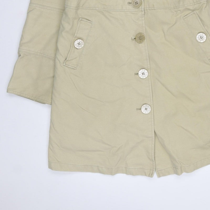 Roxy Womens Beige Size 8 Long Military Cotton Button Coat