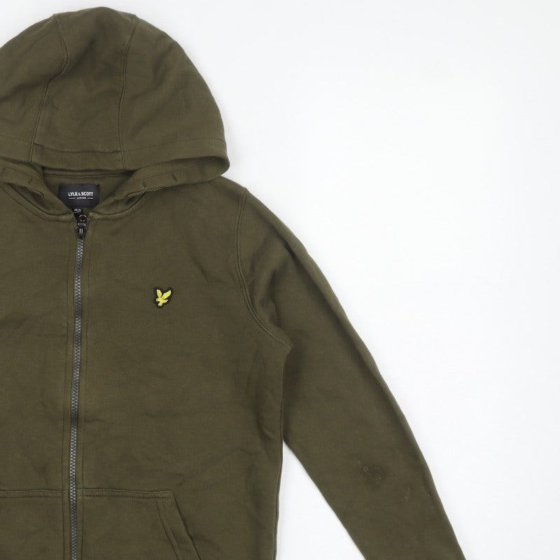 Lyle & Scott Boys Dark Olive 10-11 Years Full Zip Logo Hoodie