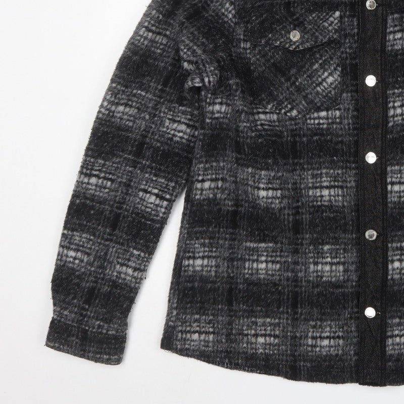 Manière De Voir Men’s Black Check Fleece Jacket Size M Collared