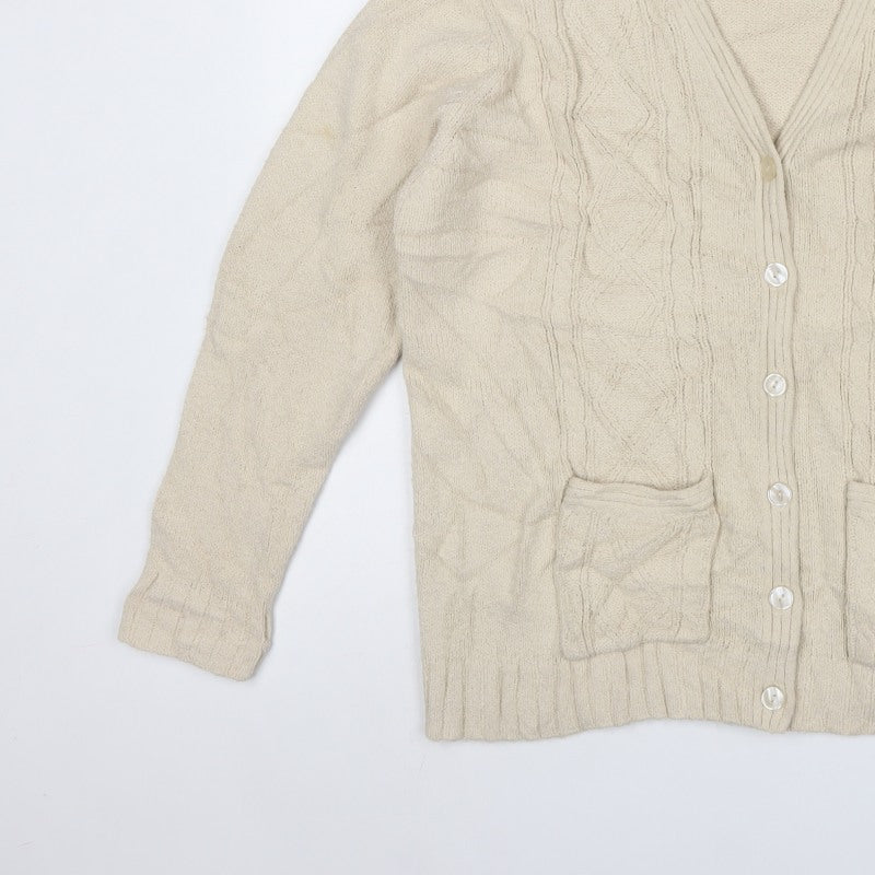 Berkertex Women’s Beige Cable Knit V-Neck Cardigan Size 18-20