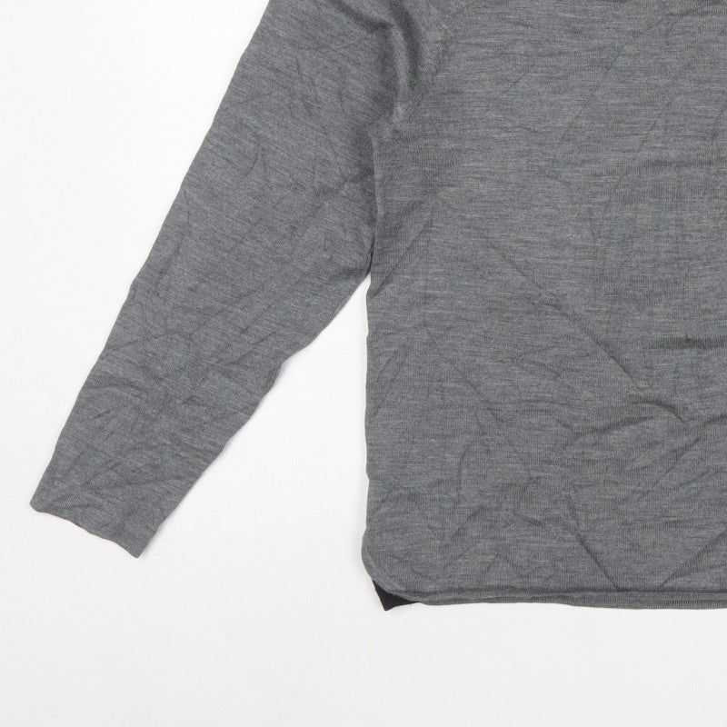 Nigel Hall Women’s Grey Merino Wool Blend L Henley Knit Jumper